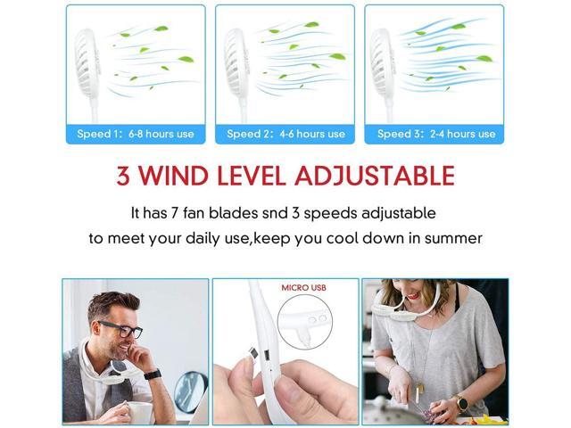Neck Fan VOSTOR Portable USB Rechargeable LED Fan Hand Free Personal Wearable Fan with Aromatherapy Headphone Design Cooler Fan for Sport