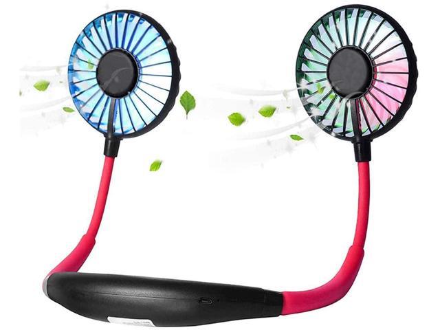 Amposei Portable Neck Fan Hands Free Mini USB Personal Rechargeable Wearable Sports Neckband Fan with 3 Speed 360°Adjustable Aromatherapy Low