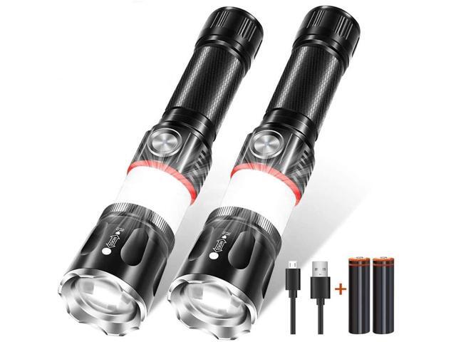 Led Rechargeable Flashlight Magnetic Flashlight 360° COB Light (18650 Battery Included) Super Bright Zoomable Water-Resistant 4 Light Modes for