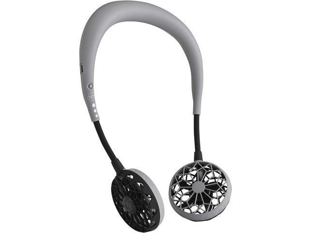 SPICE OF LIFE Hands-Free Wireless W Fan 2nd Edition - Grey - Personal Hanging Neck Fan Wearable Portable Cooling Device USB Rechargeable Battery