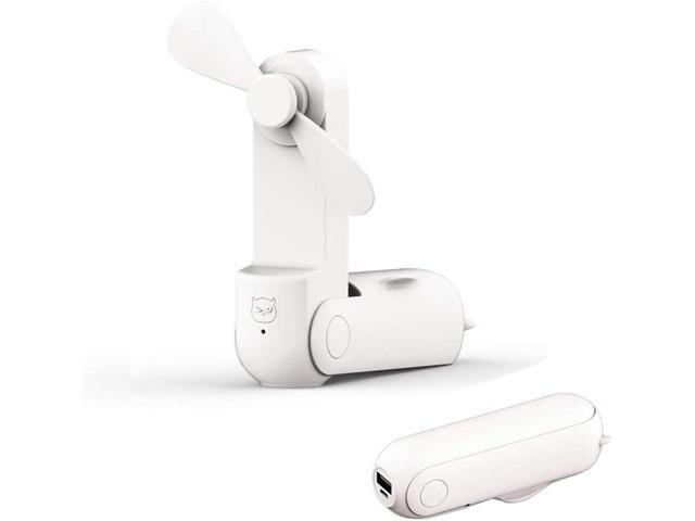 Handheld Mini Fan Portable Rechargeable Foldable Pocket Fan Battery Operated Desk Fan USB Powered 1200mAh Power Bank Function 2 Adjustable Wind
