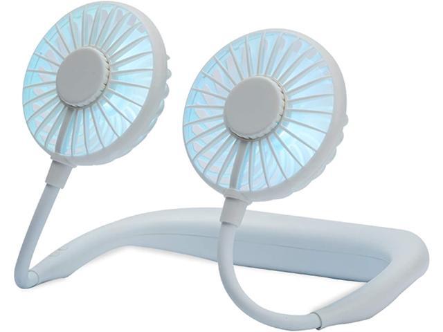 TX Hand Free Necklace Fan with LED Light Portable Fan Personal Fan Neckband Fan Mini USB Battery Rechargeable Headphone Design Wearable Fan with