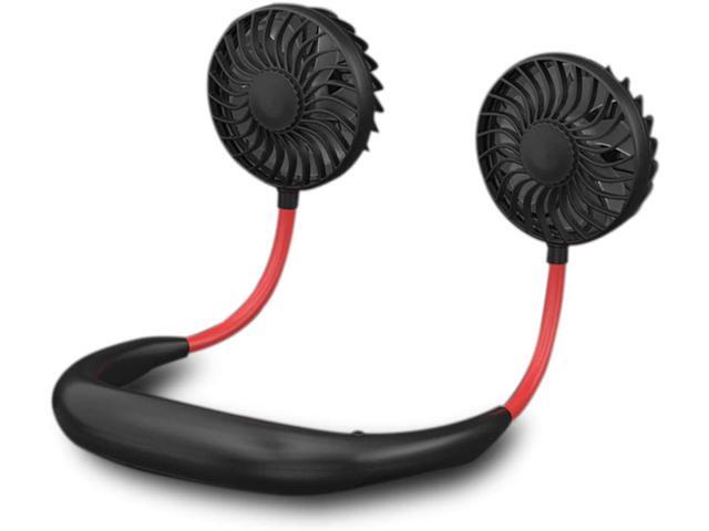 USB Neck Hanging Fan Personal Hands-Free Fan Neckband Fan - Rechargeable 2000mAh/Colorful LED/3 Speeds/360 Degree Headphone Design for Home Sport