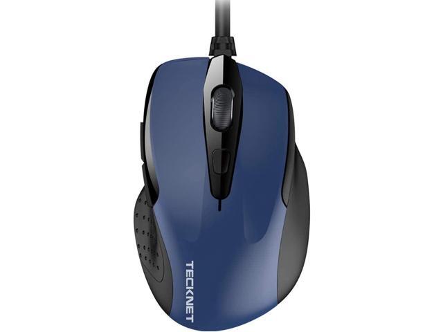 TECKNET New 6-Button USB Wired Mouse Side Buttons Optical Computer Mouse 1000/2000DPI Ergonomic Design 5ft Cord Support Laptop Chromebook PC