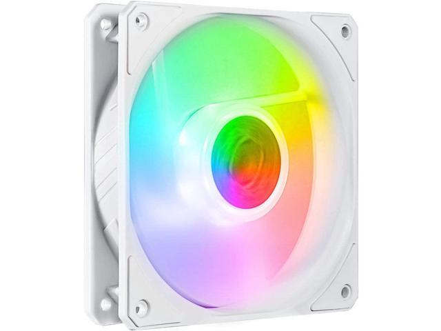 Cooler Master SickleFlow 120 V2 ARGB White Edition Square Frame Fan Customizable LEDs Air Balance Curve Blade Design Sealed Bearing PWM Control for