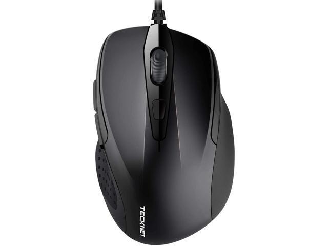 TECKNET 6-Button USB Wired Mouse with Side Buttons Optical Computer Mouse with 1000/2000DPI Ergonomic Design 5ft Cord Support Laptop Chromebook