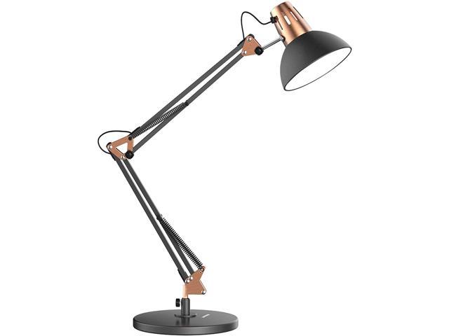 LEPOWER Metal Desk Lamp Adjustable Goose Neck Architect Table Lamp with On/Off Switch Swing Arm Desk Lamp with Clamp Eye-Caring Reading Lamp for