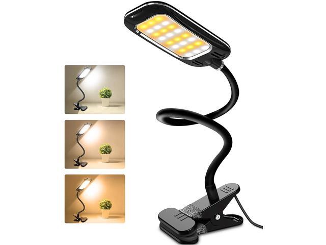 LED Desk Lamps HOKEKI Bedside Lamp Table Lamps for Bedroom clamp Light Office Lamp 3 Lighting Modes Adjustable Brightness USB Charging 360°