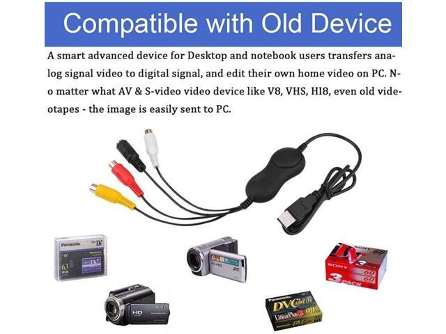 VHS to Digital DVD Converter USB20 Audio/Video Capture Grabber Adapter DeviceTransfer VCR TV Hi8 Game S Video to DVDSupport Windows