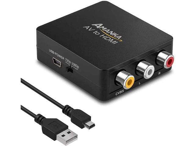 AMANKA RCA to HDMI 1080P Mini RCA Composite CVBS AV to HDMI Video Audio Converter Adapter with USB Charge Cable for PC Laptop Xbox PS4 PS3 TV STB