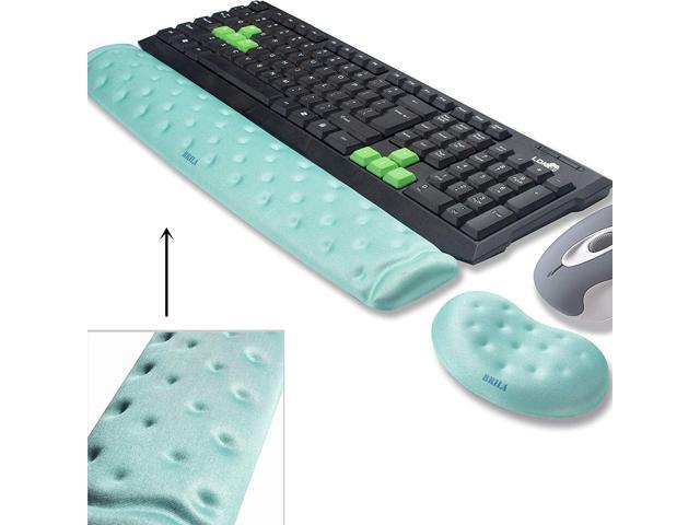 BRILA Memory Foam Mouse & Keyboard Wrist Rest Support Pad Cushion Set for Computer Laptop Office Work PC Gaming - Massage Holes Design - Easy
