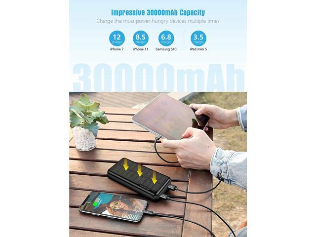  MINRISE Portable Charger 30000mAh, Power Bank Solar