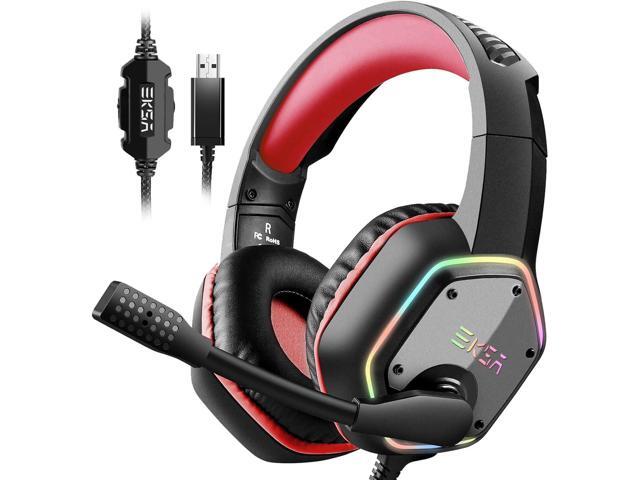EKSA Gaming Headset with 71 Surround Sound Stereo PS4 USB Headphones with Noise Canceling Mic & RGB Light Compatible with PC PS4 Console