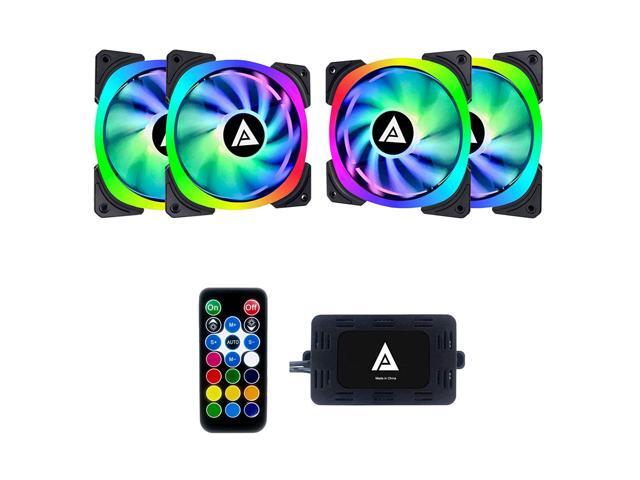 Apevia LP412L-RGB Lunar Pro 120mm Silent Dual-Ring Addressable RGB Color Changing LED Fan for Gaming with Remote Control 28x LEDs & 8X