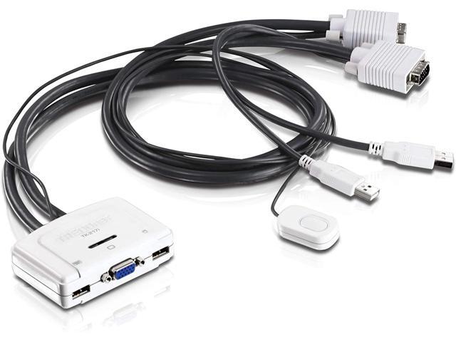 TRENDnet 2-Port USB KVM Switch and Cable Kit Manage Two PCs USB 20 Auto-Scan Hot-Keys Windows/Linux/Mac 104 or Higher TK-217i
