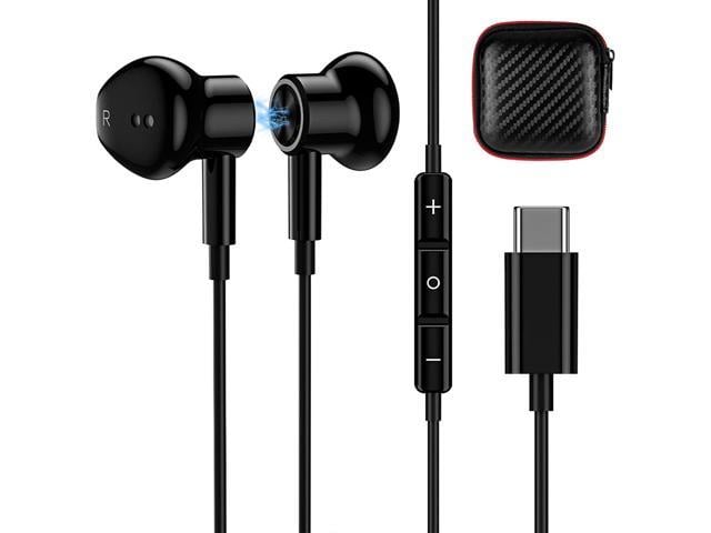 Wired USB Type-C Headphones Stereo Bass Earbuds With Mic For