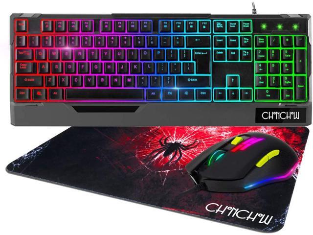 RGB Gaming Keyboard and Mouse Combo CHONCHOW Compact 104 Keys Backlit Computer Keyboard with Gaming Mouse USB Wired Set for PC PS4 Xbox Laptop