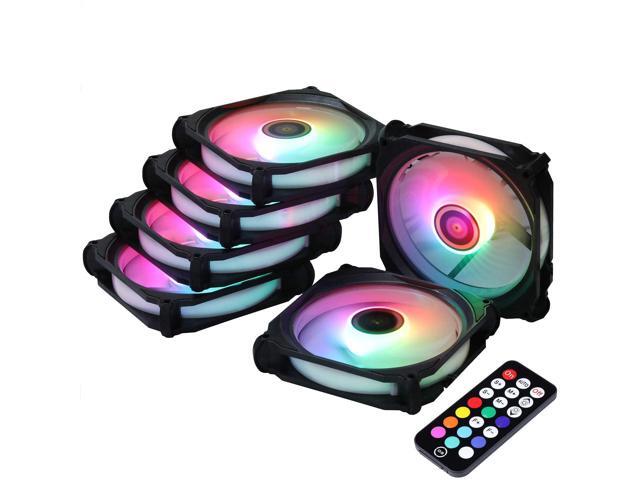 DS Axis Rainbow Light RGB LED 120mm Case Fan for PC Cases CPU Coolers Radiators System (6 Pack RGB Fans kit E Series)
