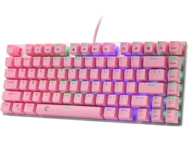 E-Yooso RGB Mechanical Gaming Keyboard USB Keyboard with Compact 81 Keys (Blue Switch Pink)
