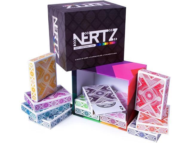 Brybelly Nertz: The Fast Frenzied Fun Card Game - 12 Decks of Playing Cards in 12 Vibrant Colors Bulk Set of Poker Wide-Size/Regular Index