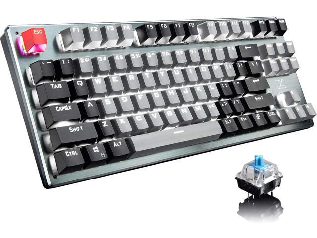 Bluetooth Mechanical Gaming Keyboard with Led Backlit 87 Anti-Ghosting Key Blue Switch Ergonomic Metal Plate Wired/Wireless USB Receiver