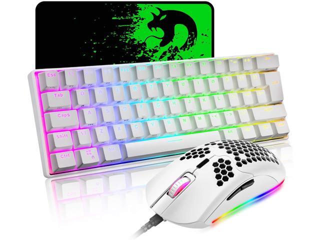 Mechanical Gaming Keyboard and Lightweight Honeycomb Mouse Combo with Rainbow RGB Backlit Full Anti-ghosting 61 Key Ergonomic Programmable Mice
