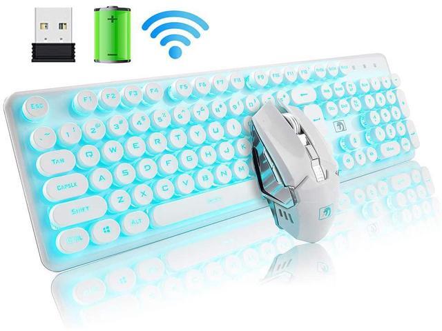 Rechargeable Keyboard and Mouse Combo Suspended Keycap Mechanical Feel Backlit 24G Wireless Gaming Keyboard & Mouse Adjustable Breathing Lamp for