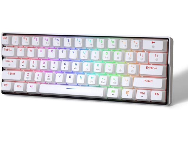 KEMOVE 61 Snowfox Bluetooth 51 Wireless/Wired 60% RGB Mechanical Gaming Keyboard - Hot Swappable with Mechanical Switches PBT Keycap Full Keys