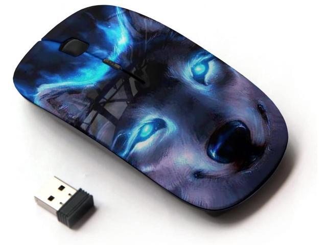 KOOLmouse [ Optical 24G Wireless Mouse ] [ Wolf Blue Eyes Neon Bright Light Forest ]