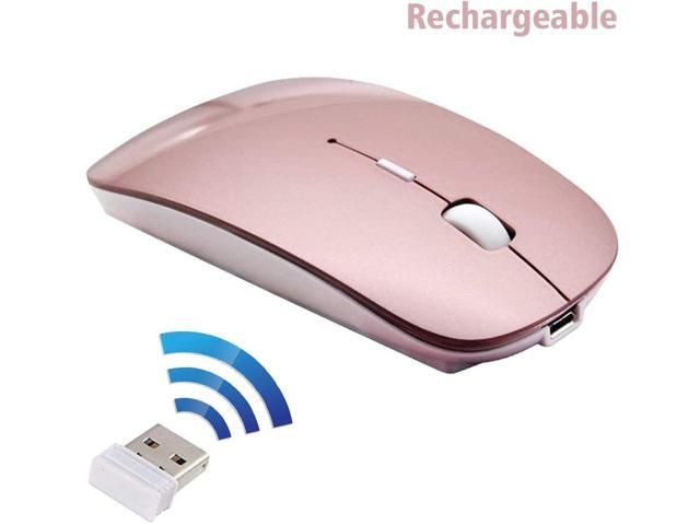 Rechargeable Wireless Mouse 2win2buy 24G Optical Sensor Slim Cordless Mice with Nano USB Receiver (Stored in Back of The Mouse) for PC Laptop