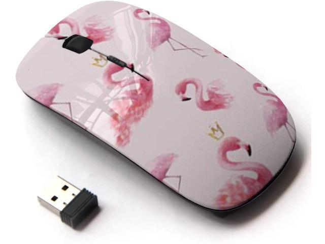 Ergonomic Optical 24G Wireless Mouse - Flamingo Watercolor On