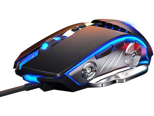 LENRUE Gaming Mouse Wired Ergonomic Computer Mice with 7 Programmable Buttons 4 Circular & Breathing LED Light 4 Adjustable DPI Up to 3200 for PC