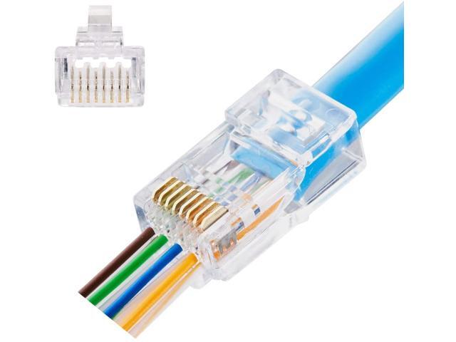 50pcs RJ45 Pass Through Connectors 23AWG CAT6 CAT6A Pass Through Connectors Ends GOLD PLATED Ethernet Network Cable Plug for Large 23AWG Cat6 CAT6A