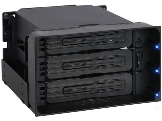 ICY DOCK MB830SP-B Tray-Less Hot Swap Removable 3X 35 Inch SATA/SAS HDD Docking Enclosure Mobile Rack in 2 x 525 Inch Drive Bay (Include 3X SATA