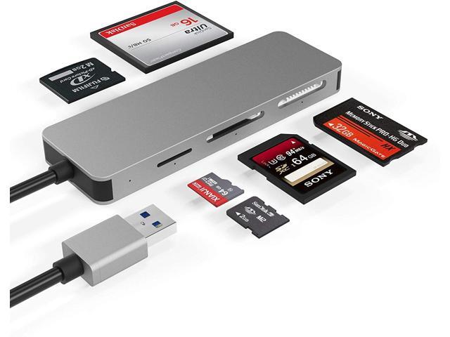 Cateck USB30 Card Reader 6 in 1 Aluminum Card Reader USB 30 (5Gps) High Speed TF/SD/MS/M2/XD/CF Memory Card Solt Combo Adapter Compatible with