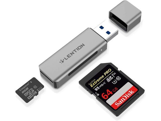 LENTION Aluminum USB 30 Card Reader SD 30 Adapter for SD/SDXC/SDHC Micro SD/Micro SDXC/Micro SDHC UHS-I MMC/RS-MMC Cards Compatible MacBook