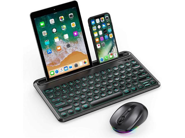 Backlit Bluetooth Keyboard and Mouse Jelly Comb Multi-Device LED Illuminated Wireless Keyboard RGB Mouse for Mac OS iOS Android Windows iPad Tablet