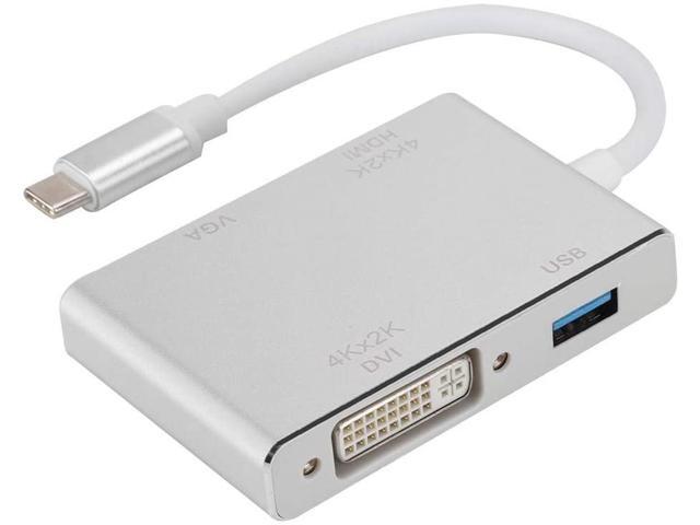 USB C Docking Station Type-C Multiport Hub Adapter with USB 30 + 4K HDMI + VGA + DVI for Laptop/Smart TV/Monitor Plug and Play