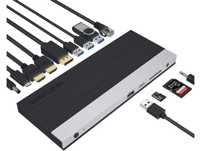 WAVLINK USB-C Triple Display 4K MST Docking Station with Power Delivery for Windows(2X HDMI 1x DP 4X USB Ports 85W USB C PDGigabit Ethernet SD/TF