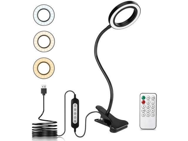 Clamp Desk Lamp MAXUNI 40 LED USB Book Light with Remote Eye-Caring Clip on Reading Light 360° Flexible Gooseneck 3 Color Mode 10 Dimming Level