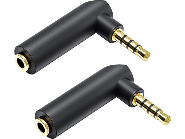 Right Angle 35mm 90 Degree Audio Adapter Headphone Jack TRRS 1/8 Male to Female Connector for Laptop Xbox Controler Smartphone Roku Remote (2-Pack)