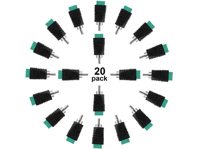 20 Piece Screw Terminal Adapter Compatible with RCA to AV Phono Plug Solderless Converter Audio/Video Speaker Wire Connectors CCTV Applications