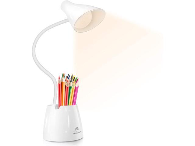 Desk Lamp Rechargeable Led Desk Lamps with USB Charging Port & Pen Phone Holder 3 Dimming Levels & Night Light Mode 360° Flexible Goose Neck LED