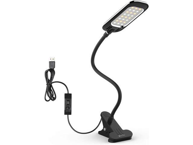 LED Desk Lamp OxyLED Dimmable Table Light Clamp Desk Lighting Clip on Reading Light with Flexible Gooseneck 2 Brightness Level & 3 Light Color T33