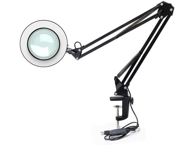 Signstek LED Magnifying Glass Light Desk Lamp 3 Color Modes Stepless Dimming Adjustable Swivel Arm for Close Work Craft Reading Workbench