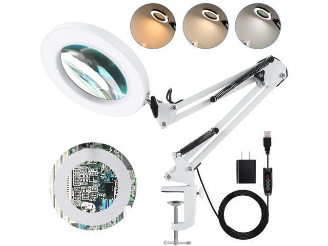 10X Magnifying Glass with Light, Magnifying Lamp 5 Color Modes Stepless  Dimmable, Desk Lamp for Crafts Workbench