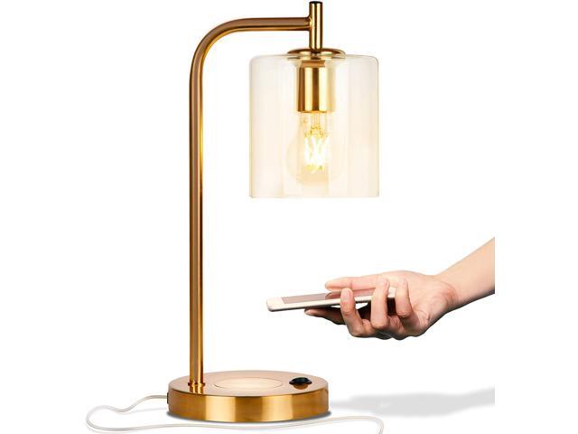 Brightech Elizabeth Office Desk Lamp - Wireless Charging Pad and USB Port? C Living Room Table Light for Midcentury Industrial & Farmhouse Decor