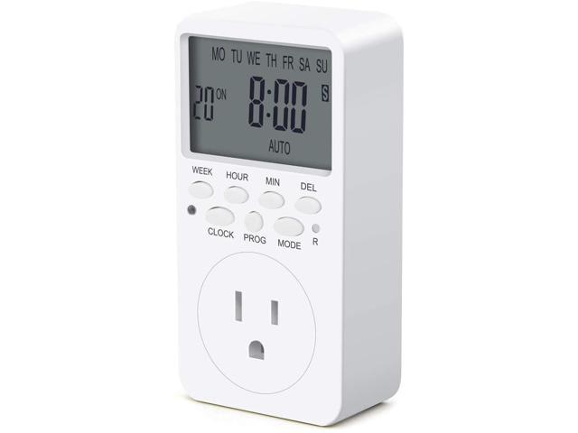 NeweggBusiness - Outlet Timer 7 Day Wall Plug in Light Timer Outlet  CANAGROW Indoor Digital Programmable Timers for Electrical Outlets 3-Prong  Outlet for Appliances 15A/1800W