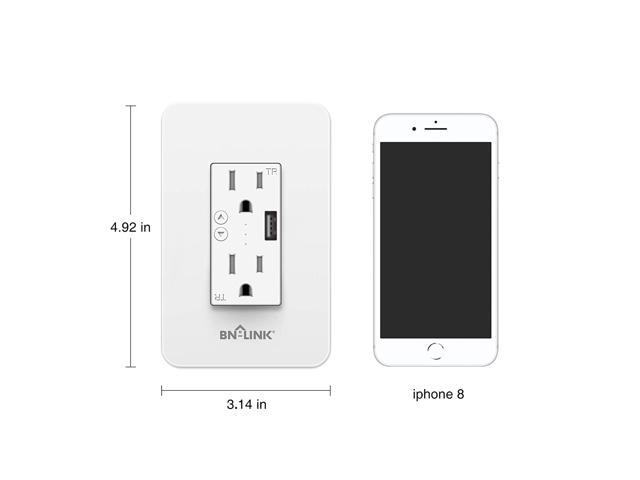 BN-LINK Electrical Outlet In-Wall Smart Wi-Fi Outlet with High Speed 2.1A USB