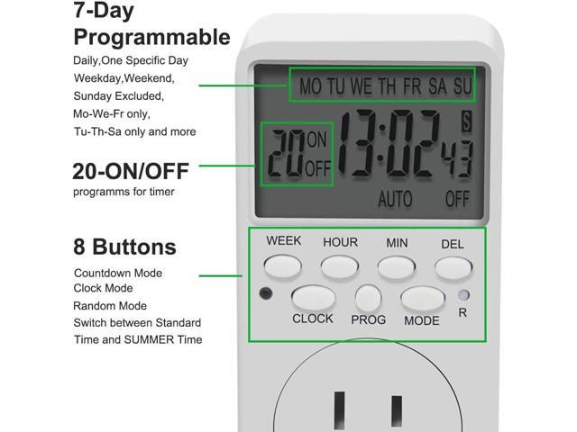 NeweggBusiness - Outlet Timer 7 Day Wall Plug in Light Timer